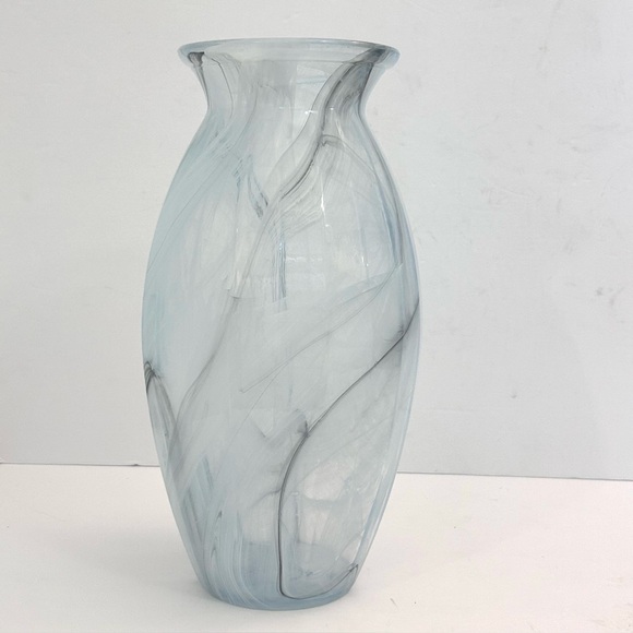 Vintage LUX Italian Glass Vase Vetreria Operaia Blue Swirl 12” Art Glass Vase - Picture 4 of 14